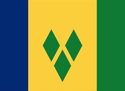 [ai] The flag of Saint Vincent and the Grenadines featuring a central yellow field with three green diamonds arranged in a V shape, bordered by blue on the left and green on the right.